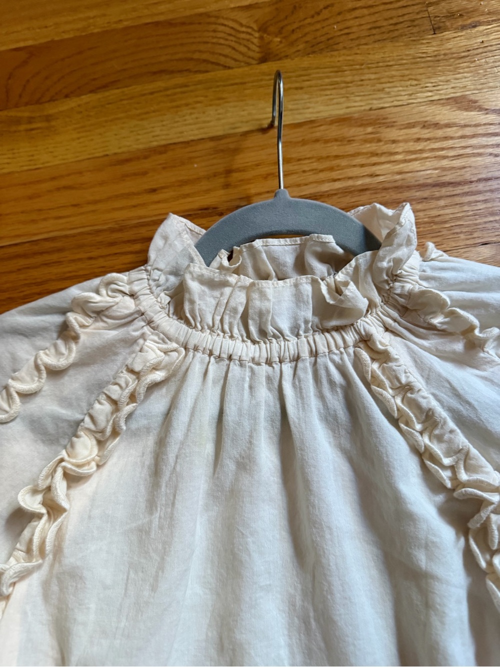 Cream Ruffle-Trim High-Neck Blouse - Picture 4 of 6